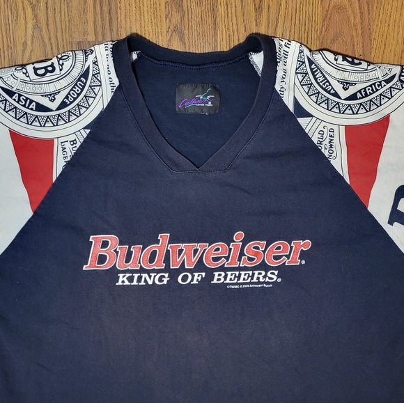 Vintage 2000 Budweiser Calhoun Cotton Graphic Tee Men’s 2XL Navy Blue C19 - Picture 2 of 6